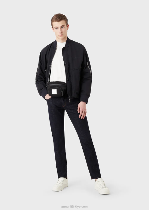 erkekler Armani tencel karışımlı jarse bol kesim tişört beyaz T8HD1662