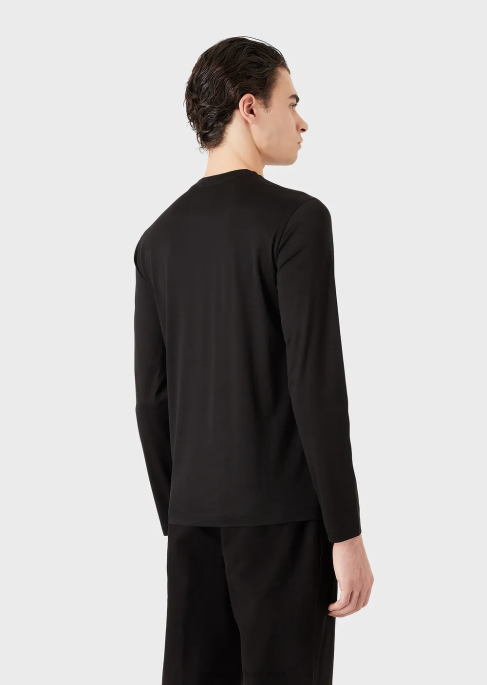 erkekler Armani tencel karışımlı jarse kazak beyaz T8HD1727