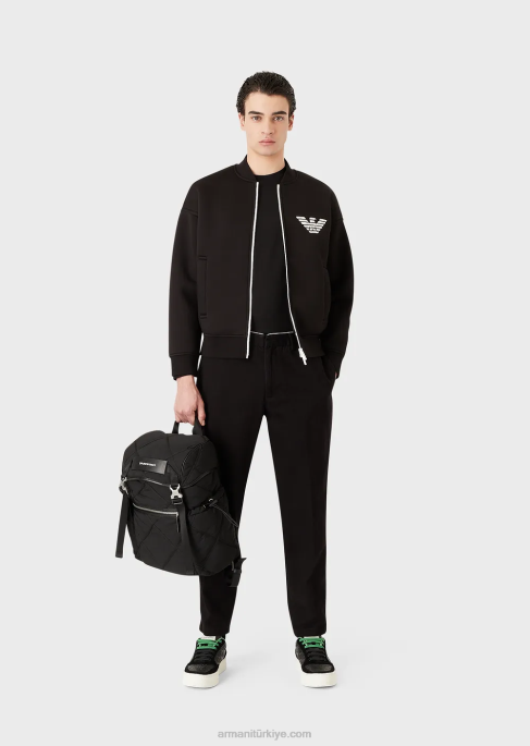 erkekler Armani tencel karışımlı jarse kazak beyaz T8HD1727