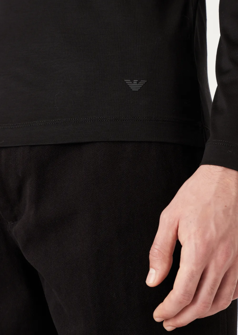 erkekler Armani tencel karışımlı jarse kazak beyaz T8HD1727