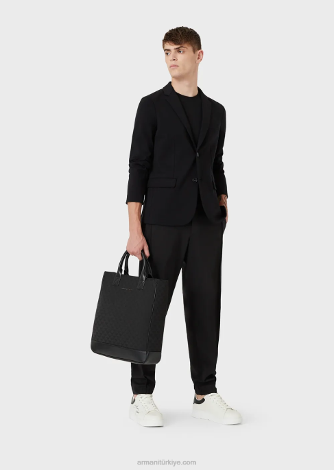 erkekler Armani viskon jarse tişört siyah T8HD1734