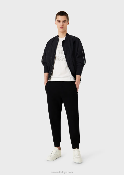 erkekleremporio armani 81 konturlu yamalı tencel karışımlı jarse tişört beyaz T8HD1610