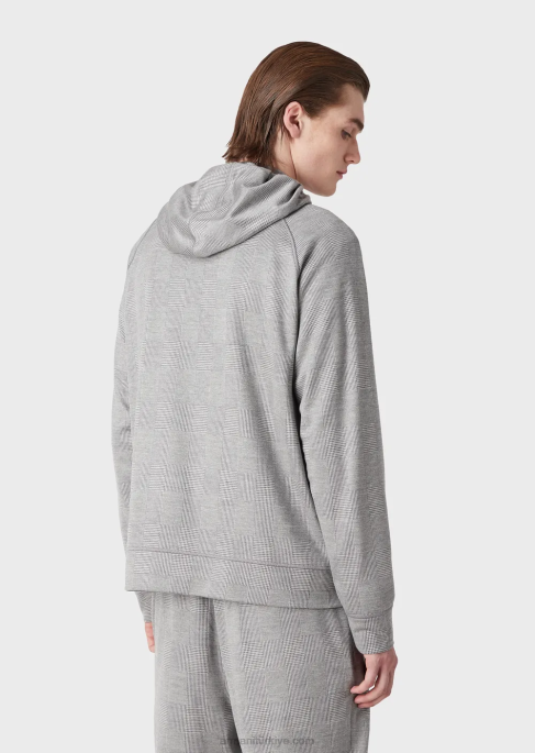 erkekler Armani galler prensi okaliptüs yün karışımlı jarse kazak gri T8HD1583