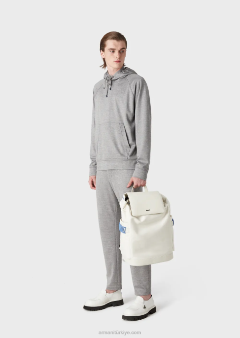 erkekler Armani galler prensi okaliptüs yün karışımlı jarse kazak gri T8HD1583