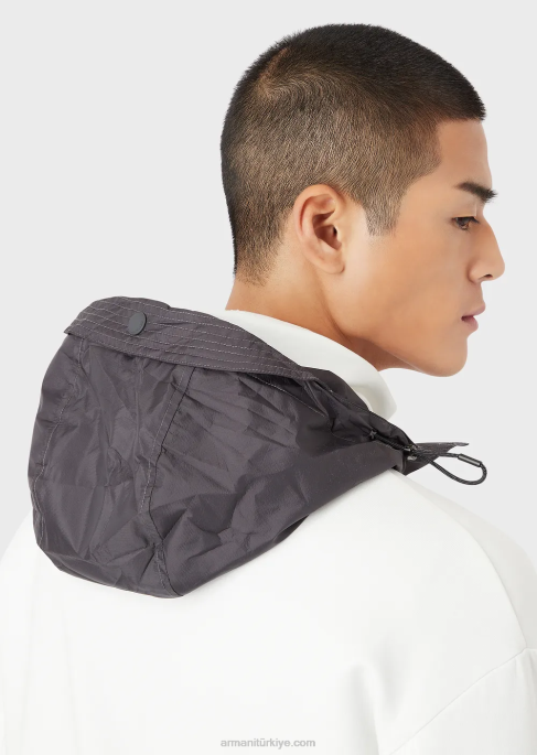 erkekler Armani çift ​​jarseden travel essentials tam boy fermuarlı sweatshirt beyaz T8HD1379