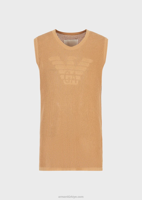 erkekler Armani Geri dönüştürülmüş iplikle örülmüş ağdan yapılmış sürdürülebilir koleksiyon büyük beden atletT8HD1256