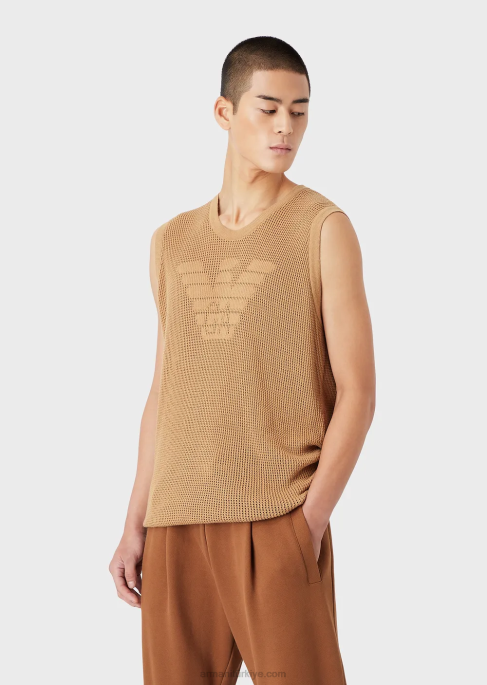 erkekler Armani Geri dönüştürülmüş iplikle örülmüş ağdan yapılmış sürdürülebilir koleksiyon büyük beden atletT8HD1256