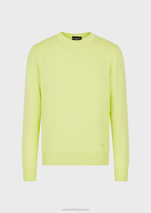 erkekler Armani bakir yün, normal kesim kazak sarı T8HD1219