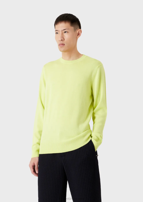 erkekler Armani bakir yün, normal kesim kazak sarı T8HD1219