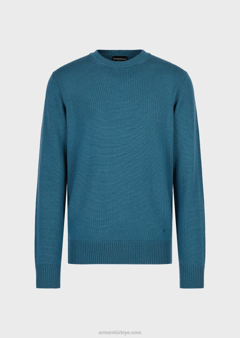 erkekler Armani bakir yün, normal kesim kazak uçak T8HD1217