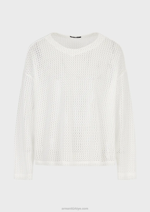 erkekler Armani dantel efektli zırh naylon file büyük boy kazakT8HD1255