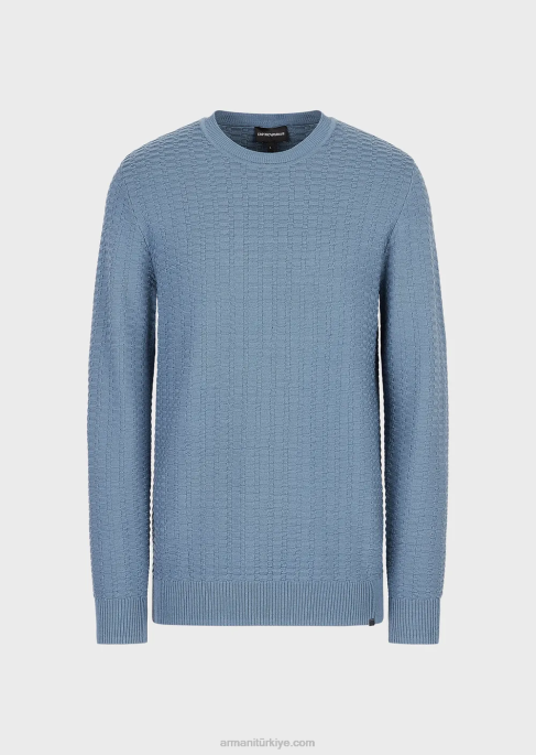 erkekler Armani desenli dikiş yün ve liyosel karışımlı kazak uçak T8HD1229