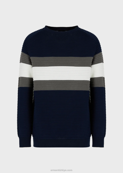 erkekler Armani çizgili osmanlı süveter lacivert T8HD1214