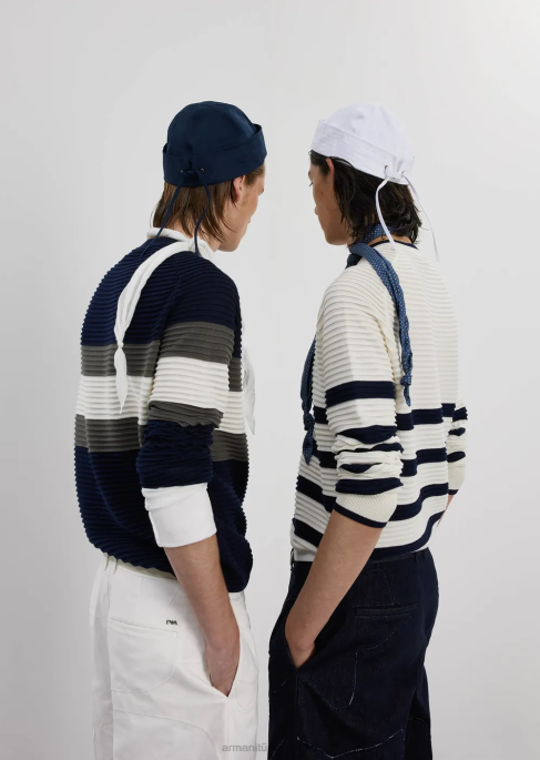 erkekler Armani çizgili osmanlı süveter lacivert T8HD1214