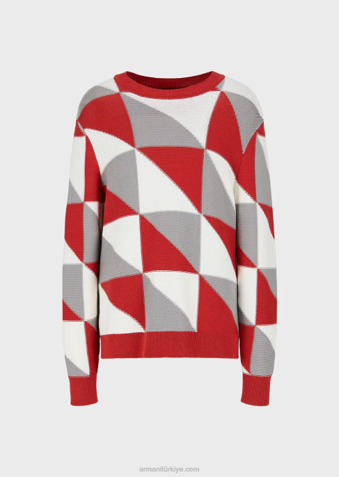 erkekler Armani patchwork efektli ekose işlemeli jumper model T8HD1264