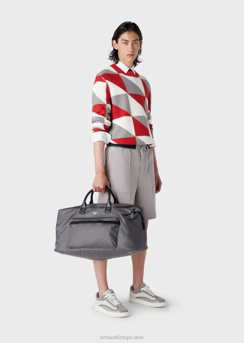 erkekler Armani patchwork efektli ekose işlemeli jumper model T8HD1264