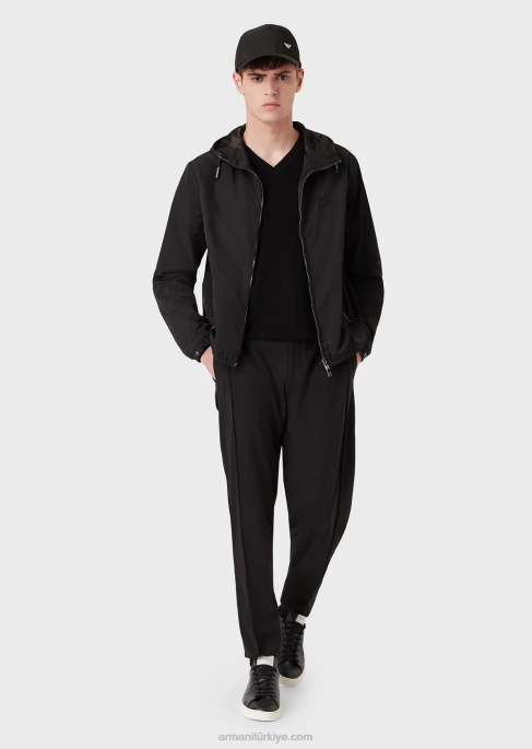 erkekler Armani saf kaşmir v yaka kazak siyah T8HD1269