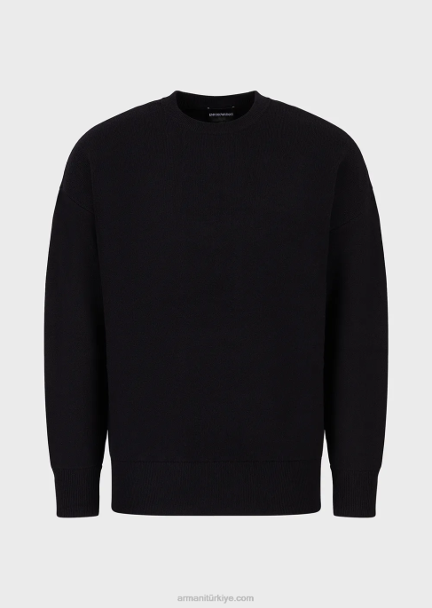 erkekler Armani saf yünden bisiklet yakalı kazak lacivert T8HD1236
