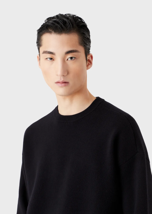 erkekler Armani saf yünden bisiklet yakalı kazak lacivert T8HD1236