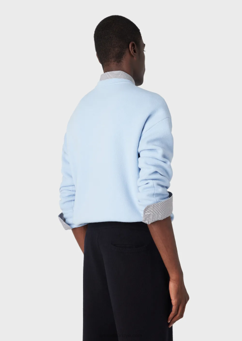 erkekler Armani saf yünden bisiklet yakalı kazak masmavi T8HD1235