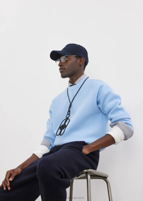 erkekler Armani saf yünden bisiklet yakalı kazak masmavi T8HD1235