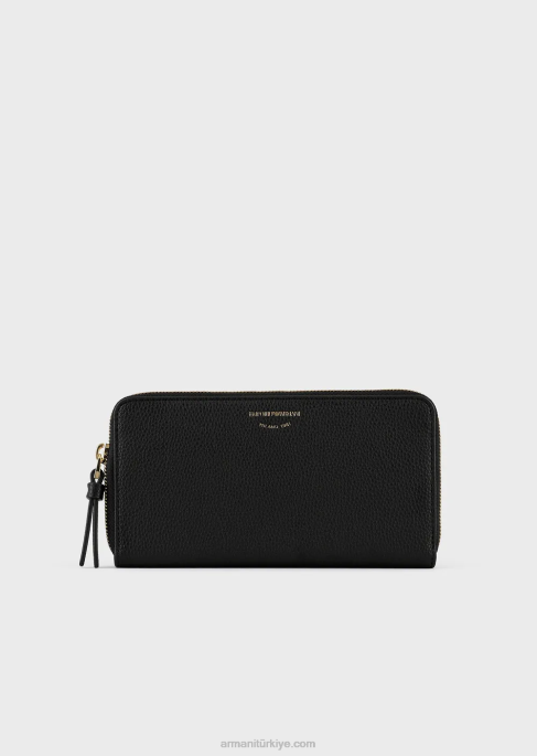 kadınlar Armani Çepeçevre fermuarlı geyik desenli myea cüzdan siyah T8HD900