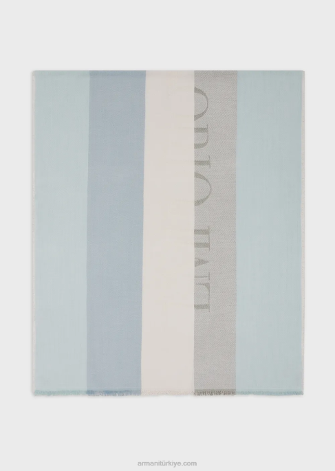 kadınlar Armani jakar logolu yatay çizgili desenli etol Deniz mavisi T8HD866