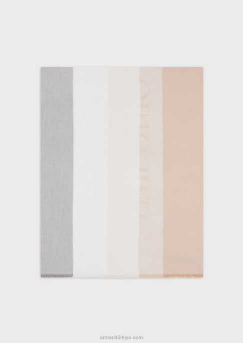 kadınlar Armani jakar logolu yatay çizgili desenli etol bej T8HD867