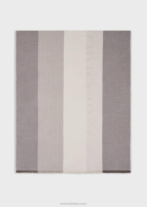 kadınlar Armani jakar logolu yatay çizgili desenli etol güvercin grisi T8HD869