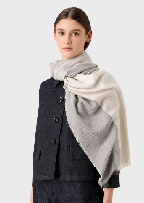 kadınlar Armani jakar logolu yatay çizgili desenli etol güvercin grisi T8HD869