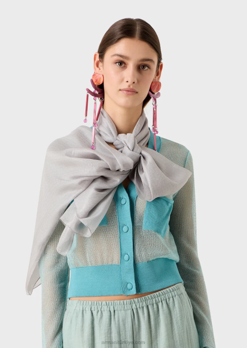 kadınlar Armani lamine ipek tek kollu omuz silkmeT8HD874