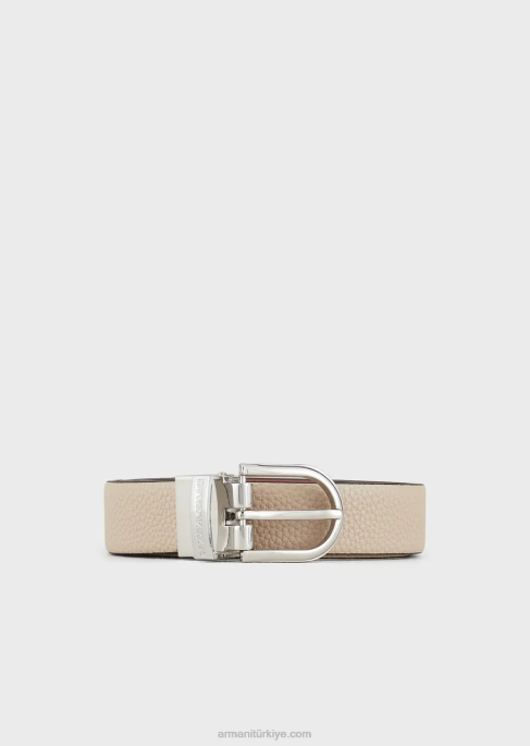 kadınlar Armani Geyik desenli çift taraflı kemer bej T8HD749