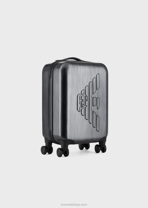 kadınlar Armani büyük boy kartal kabartmalı abs taşıma çantası gri T8HD766