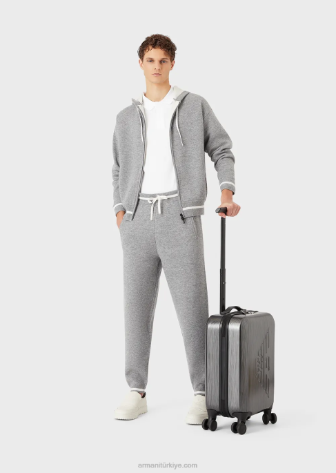 kadınlar Armani büyük boy kartal kabartmalı abs taşıma çantası gri T8HD766