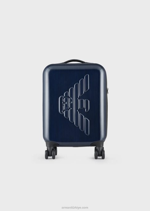 kadınlar Armani büyük boy kartal kabartmalı abs taşıma çantası lacivert T8HD765