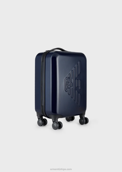 kadınlar Armani büyük boy kartal kabartmalı abs taşıma çantası lacivert T8HD765