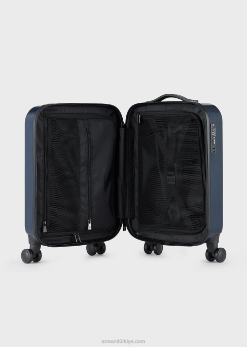 kadınlar Armani büyük boy kartal kabartmalı abs taşıma çantası lacivert T8HD765