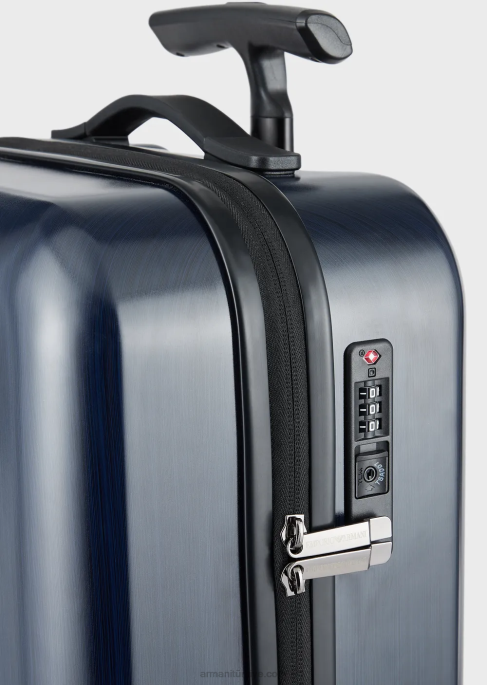 kadınlar Armani büyük boy kartal kabartmalı abs taşıma çantası lacivert T8HD765