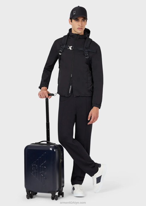 kadınlar Armani büyük boy kartal kabartmalı abs taşıma çantası lacivert T8HD765