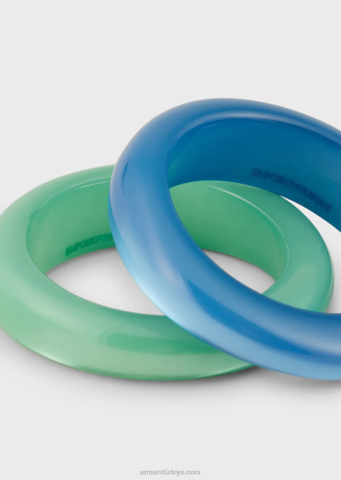 kadınlar Armani 2'li iki renkli pleksiglas bileklik setiT8HD855