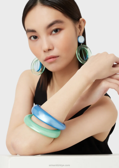 kadınlar Armani 2'li iki renkli pleksiglas bileklik setiT8HD855