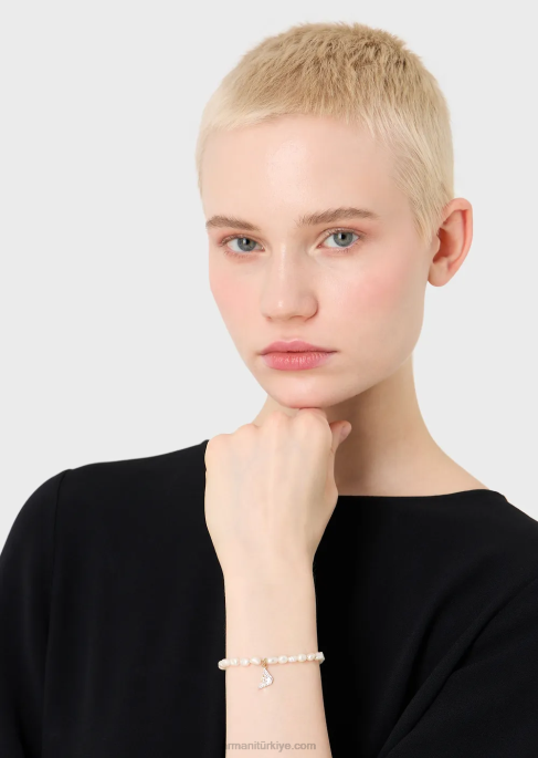 kadınlar Armani altın tonlu paslanmaz çelik boncuklu bileklik altın T8HD827