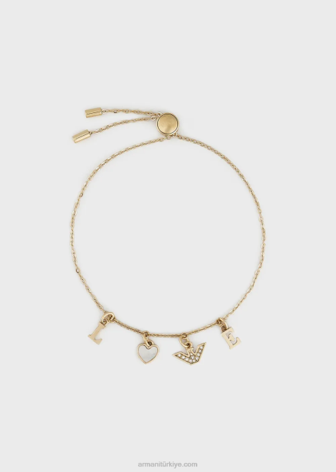 kadınlar Armani beyaz sedef bileşenli bileklik Altın gül T8HD785