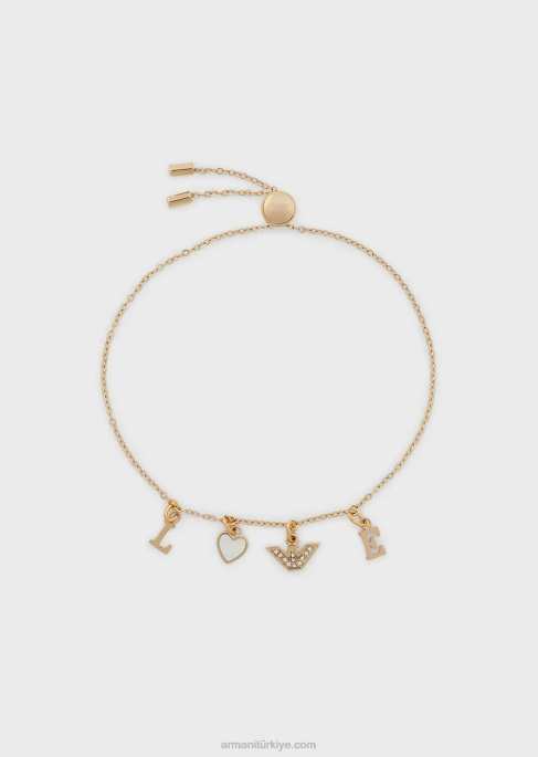 kadınlar Armani beyaz sedef zincir bileklik altın T8HD783
