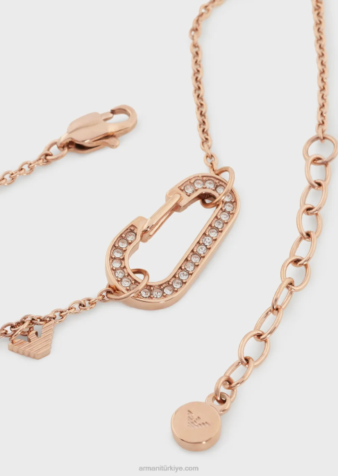 kadınlar Armani pembe altın rengi paslanmaz çelik zincir bileklikT8HD796