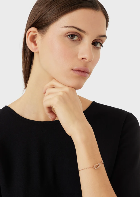 kadınlar Armani pembe altın rengi paslanmaz çelik zincir bileklikT8HD796