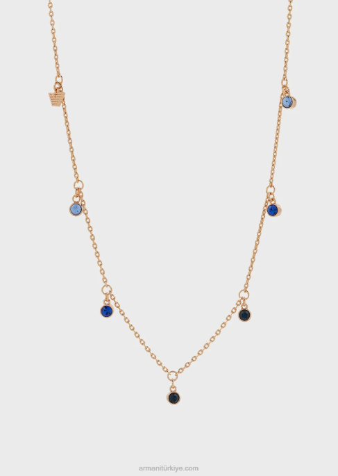 kadınlar Armani pembe altın rengi pirinç istasyon kolye Altın gül T8HD828