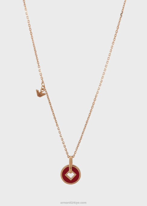 kadınlar Armani pembe altın tonlu gümüş kolye altın T8HD790