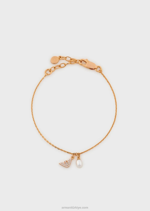 kadınlar Armani pembe altın tonlu gümüş zincir bileklik Altın gül T8HD817