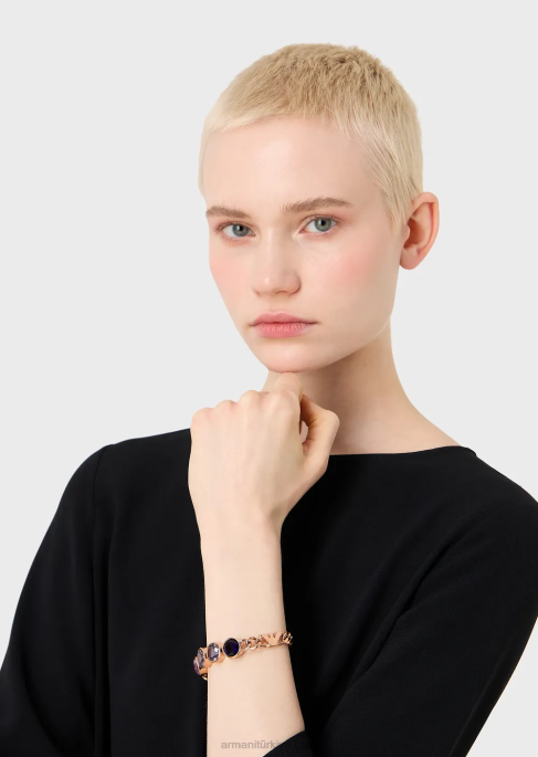 kadınlar Armani pembe altın tonlu paslanmaz çelik bileşenli bileklik Altın gül T8HD831